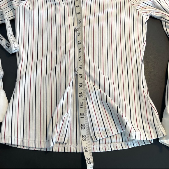 Express long sleeve pinstriped zip up blouse size medium. - Picture 7 of 11